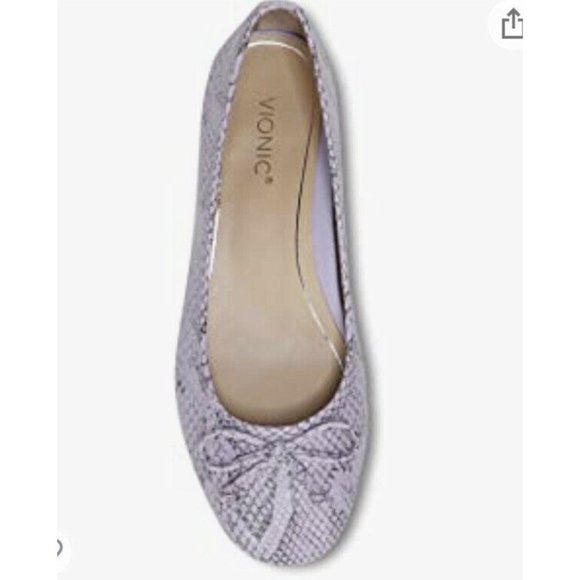Vionic Callisto Snakeskin Embossed Purple Lavender Leather Ballet Flat size 8 - Picture 6 of 12